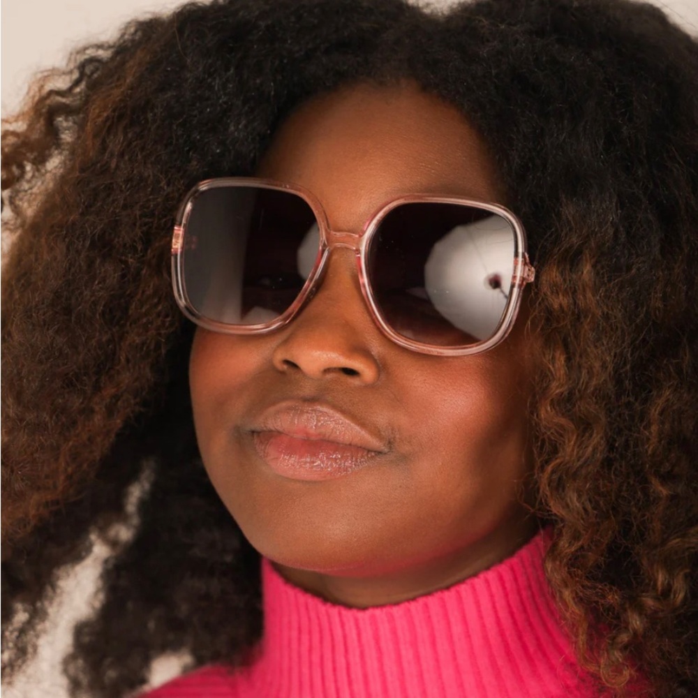 Translucent Pink Square Sunglasses - image 5